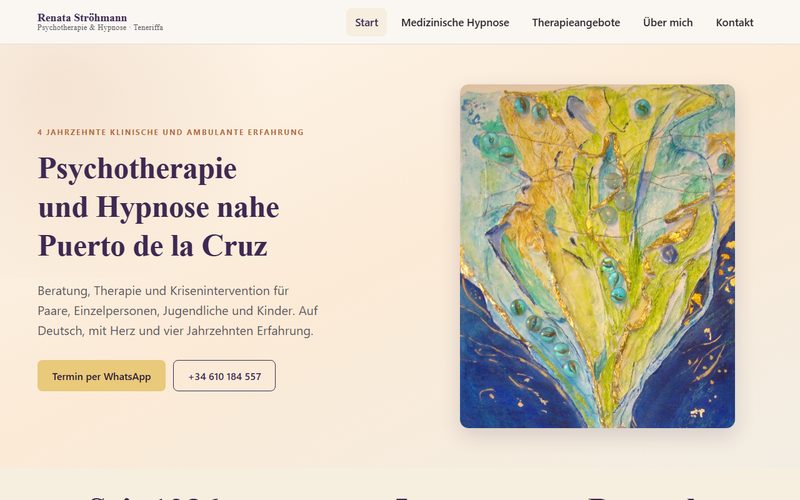 Website einer Psychotherapie-Praxis auf Teneriffa